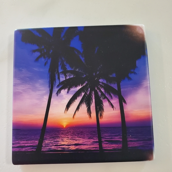 Sunset Palm Trees 2 Pack Sandstone Coasters - Picture 8 of 9